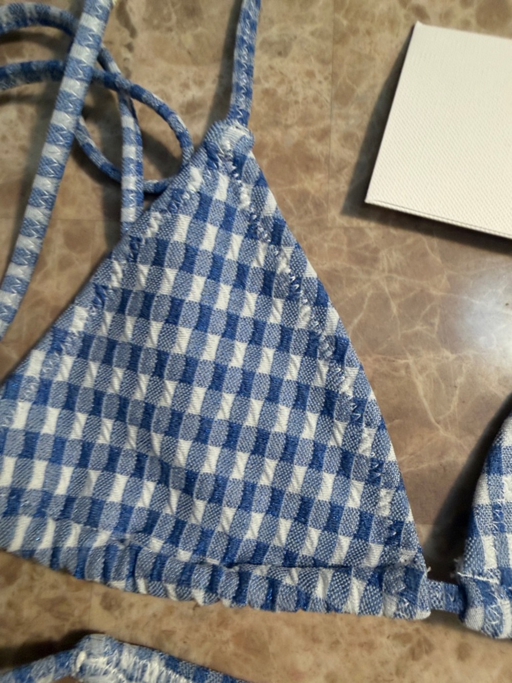 triangl swimwear Blue Gingham Triangle Bikini Set - Picture 3 of 9